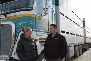 The real deal .... Gore Kids Hub Charitable Trust member Bronnie Grant talks to HRT manager Adam Waghorn about the business' sponsorship of a stock truck to be put in the kids hub playground.